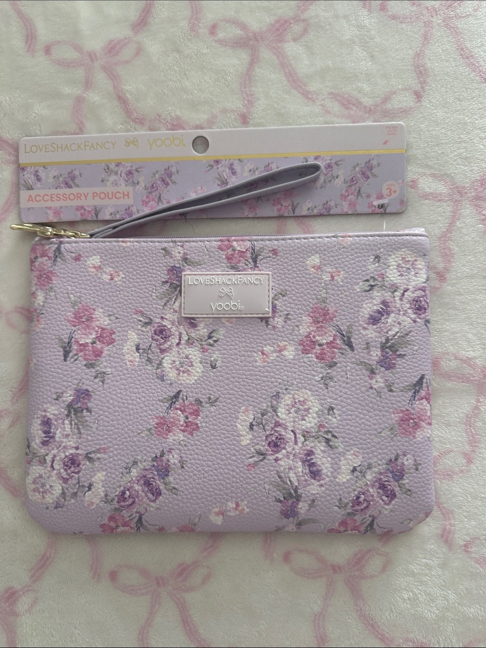 LoveShackFancy x Yoobi Target collab Lavender Floral Wristlet Pouch NWT